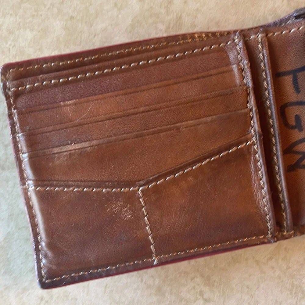 Fossil Bi-Fold Striped Leather Wallet